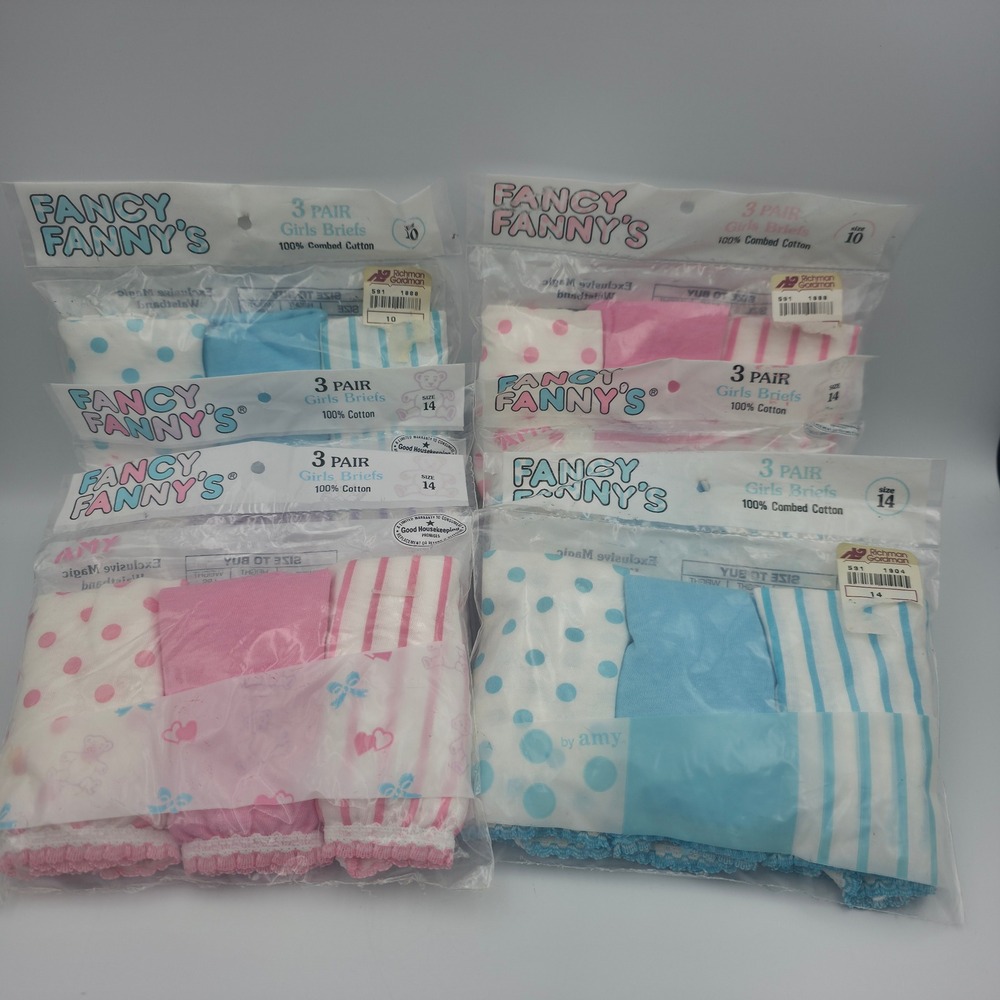 Lot of 18 Vintage Fancy Fanny's by Amy Girls Briefs 100% Cotton Sizes 10 14 90s